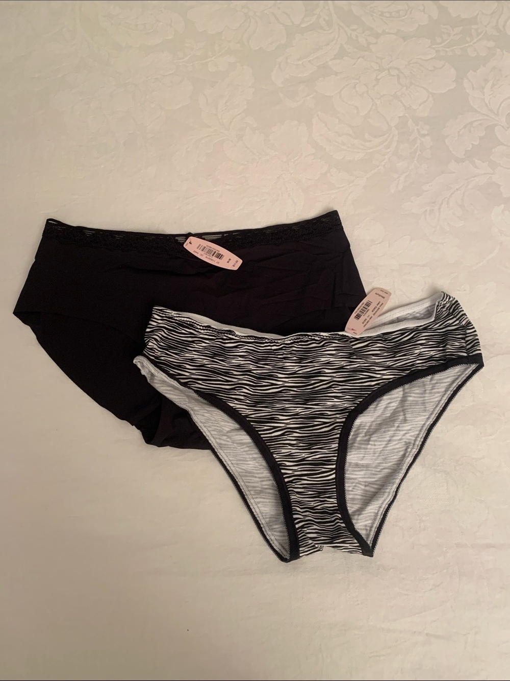 2-Pack Victoria’s Secret Women's Bikini Briefs - Black + Black & White Zebra